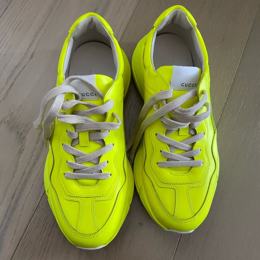 Gucci neon yellow sneakers mens sz 4.5 womens sz 7.5 NEW authentic